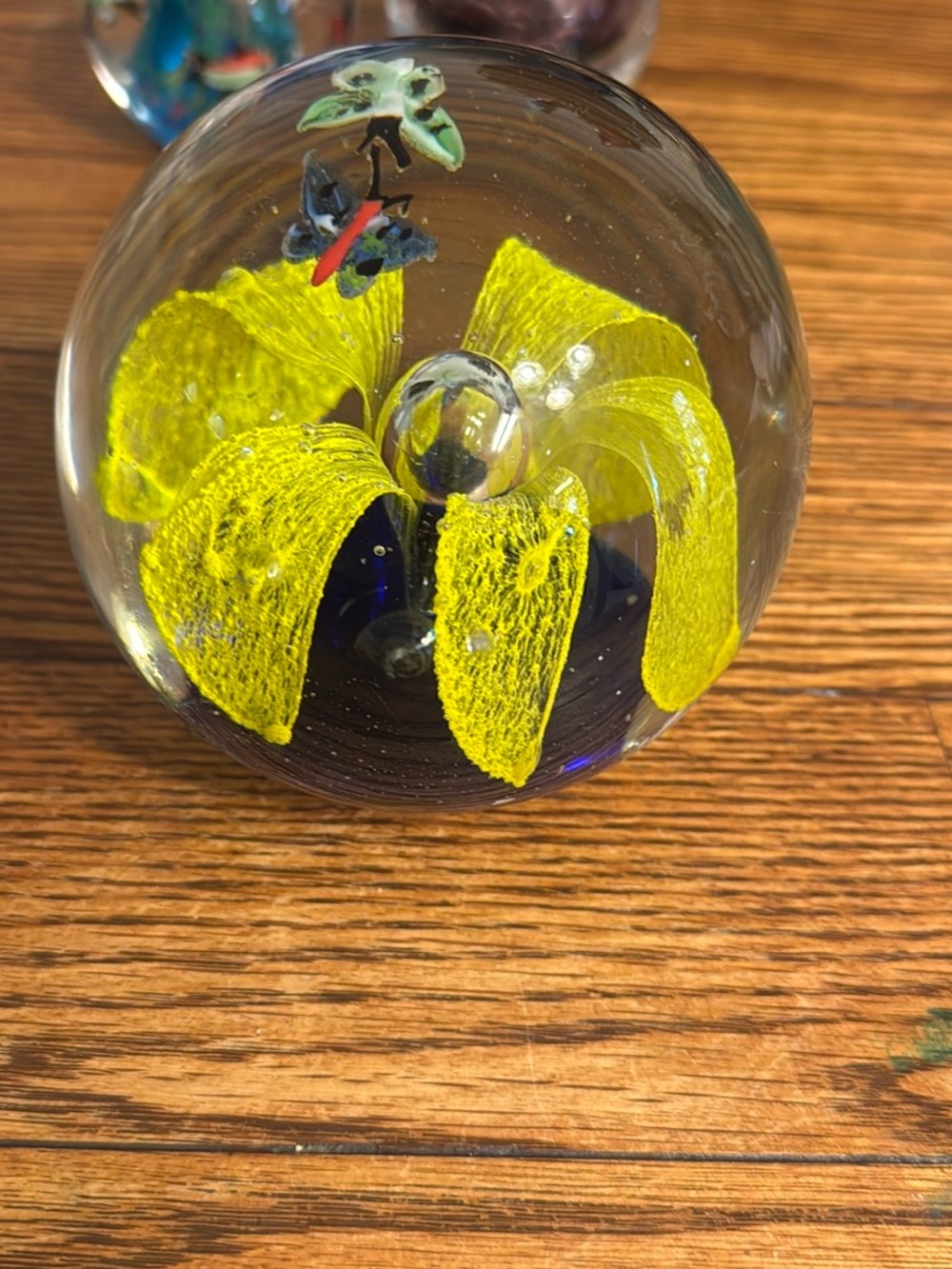 floral glass crystal paper weight